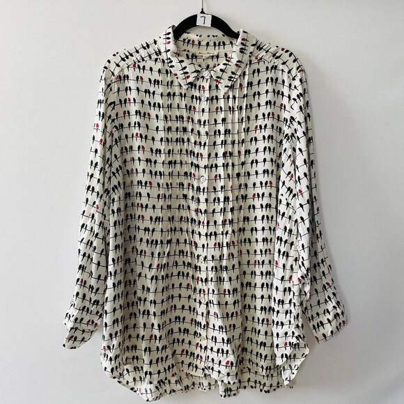 Jane & Delancey Womens White Parrot Bird Print Flowy Button Up Shirt Size 1X - Picture 1 of 10